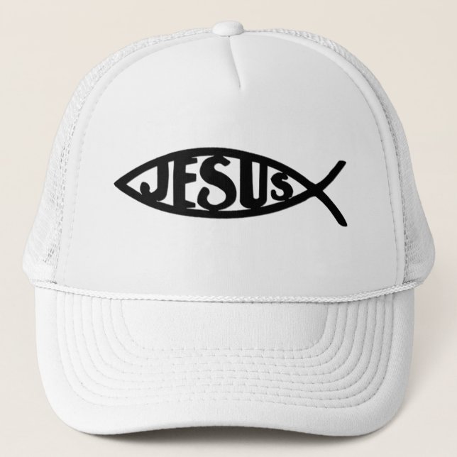 Casquette Poissons de Jésus (noir de casquette) (Devant)