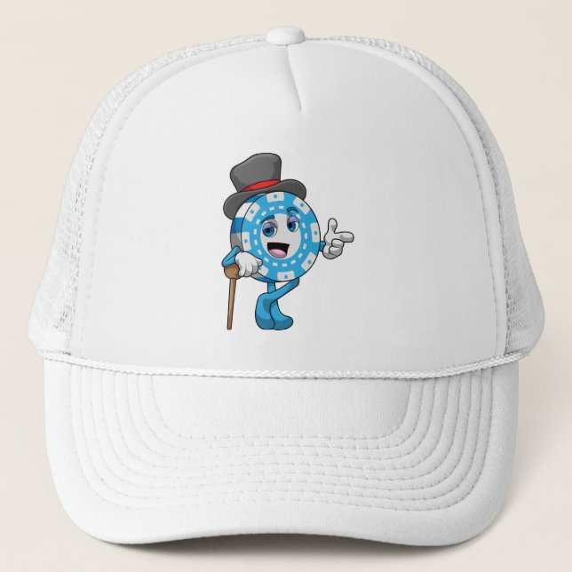 Casquette Poker avec jetons Poker (Devant)