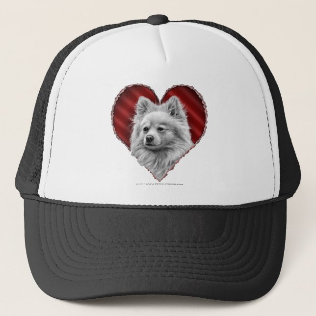 Casquette Pomeranian avec le coeur (Devant)