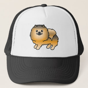 Casquette Pomeranian de dessin animé mignon couleur sable or