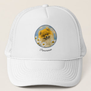 Casquette Poméranien dans Daisies Peinture - Art Chien origi