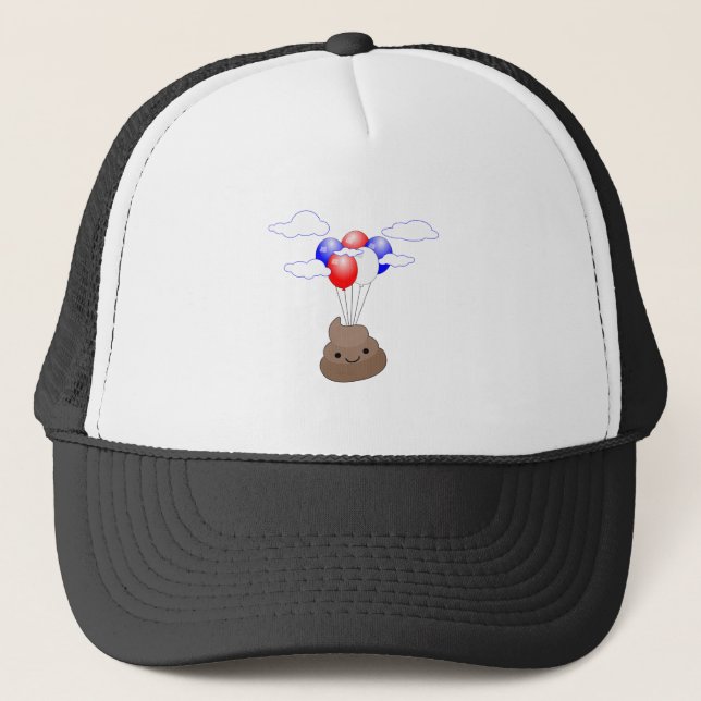 Casquette Poo Emoji Voler Avec Ballons (Devant)