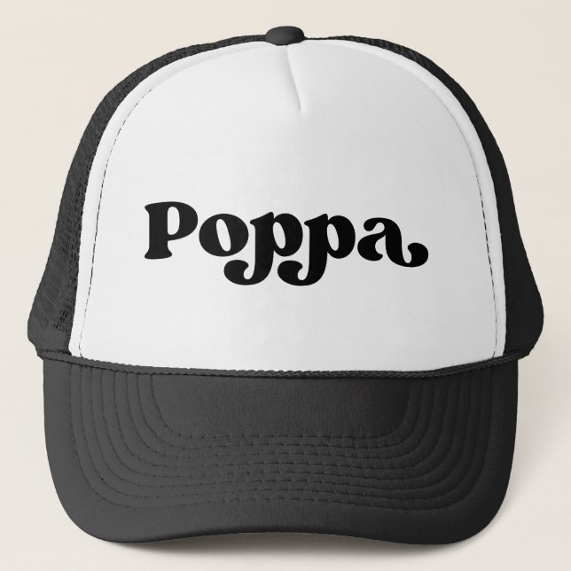 Casquette Poppa noir et blanc rétro (Devant)