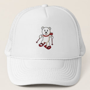 Casquette Portez comme skieur avec des pôles de ski et de sk