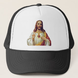 Casquette Portrait de Jésus signe de paix du Cœur Sacré
