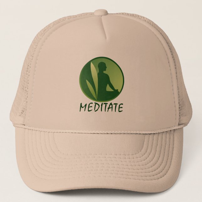Casquette Pose de méditation Vert Gradient doux (Devant)