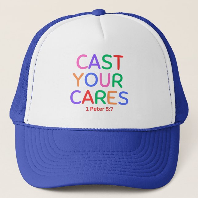 Casquette Posez vos soins Bible Verse Trucker Chapeau (Devant)