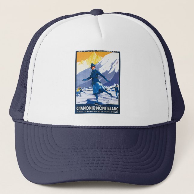 Casquette Poster vintage Chamonix - Mont Blanc (Devant)