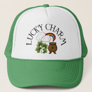 Casquette Pot d'arc-en-ciel de charme chanceux d'or