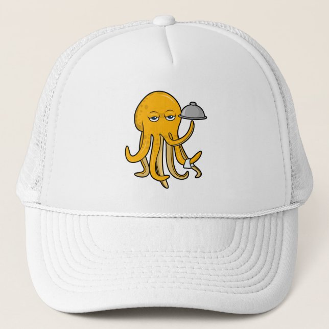 Casquette Poulpe en serveur avec serviette de service (Devant)
