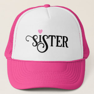 Casquette Pour Soeur Ornate Ecriture avec le Coeur Rouge