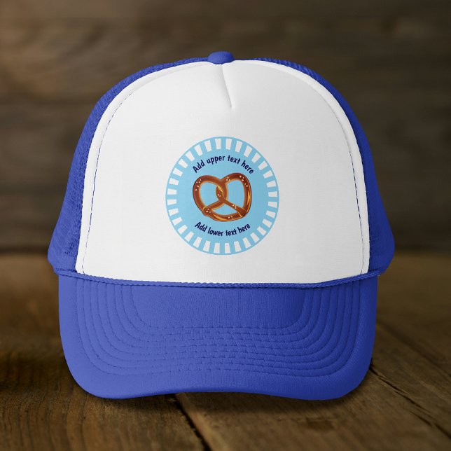 Casquette Pretzel noué Pain sur Bleu & Blanc - propre texte (Créateur téléchargé)