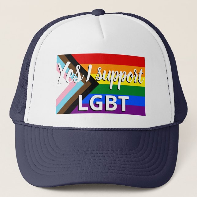 Casquette Progress Pride Flag Je soutiens les LGBT (Devant)
