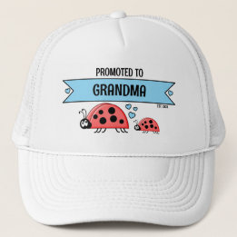 Casquette Promoted to Grandma ladybugs white blue
