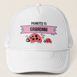 Casquette Promoted to Grandma ladybugs white pink