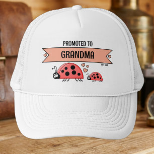 Casquette Promue grand-mère coccinelles blanc pêche