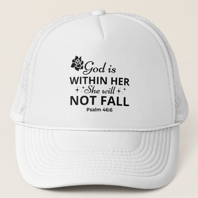 Casquette Psaume 46:6 Fête des Mères Bible Verse Trucker Cha (Devant)