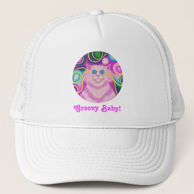 Casquette Psy-cat-delic Pink 'Super Baby ! ' chapeau camionn (Devant)