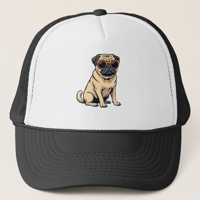 Casquette Pug vintage faisant le dab avec des lunettes de so (Devant)