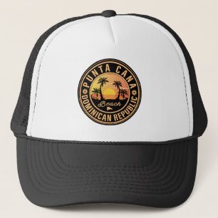 Casquette Punta Cana Dominicaine Palm Tree Retro Sunset