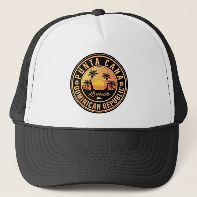 Casquette Punta Cana Dominicaine Palm Tree Retro Sunset (Devant)