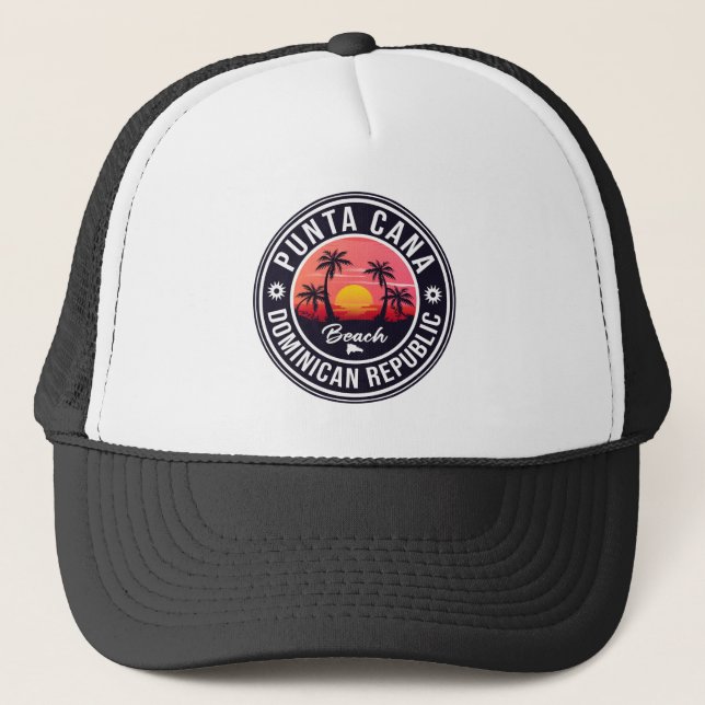 Casquette Punta Cana Dominicaine Palm Tree Retro Sunset (Devant)
