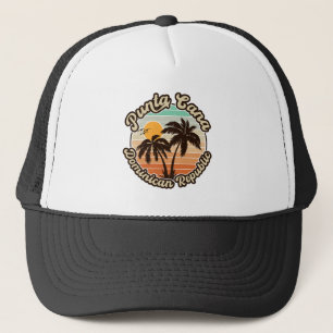 Casquette Punta Cana Dominicaine Palm Tree Retro Sunset 80s