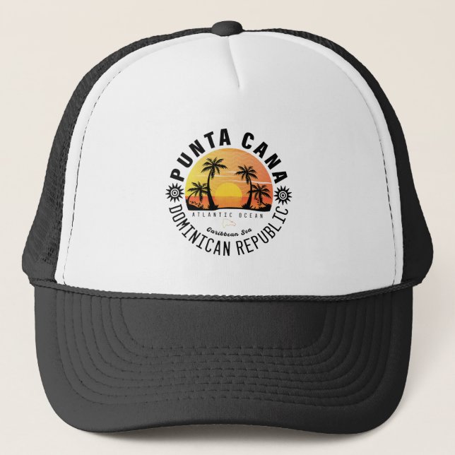 Casquette Punta Cana Dominicaine Retro Sunset Souvenir 60s (Devant)