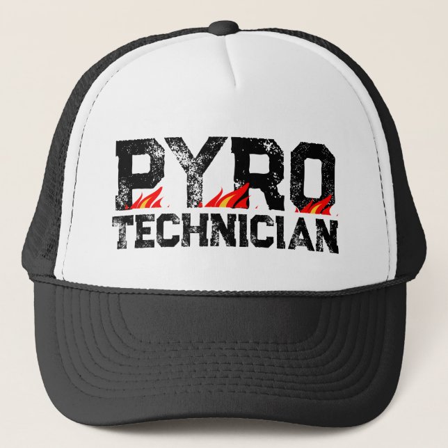 Casquette Pyro Technician trucker hat with burning flames (Devant)