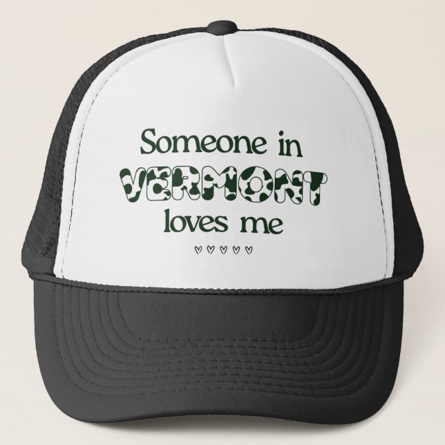 Casquette "Quelqu'un dans le Vermont m'aime" Camionneur noir (Devant)