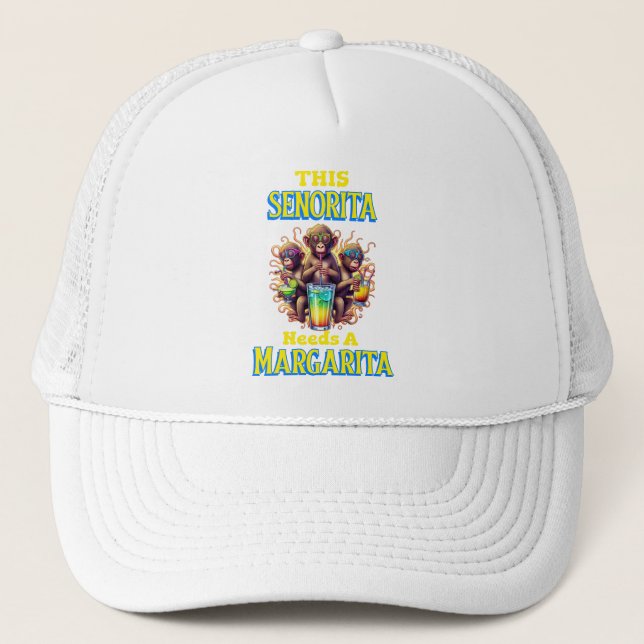Casquette Quirky Monkey senorita a besoin d'une margarita (Devant)