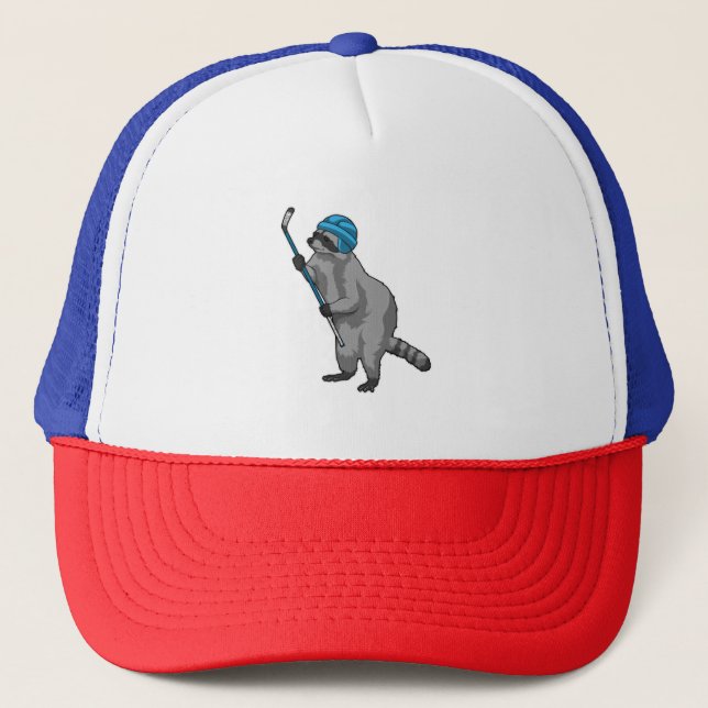 Casquette Racoon au hockey sur glace avec bâton de hockey su (Devant)