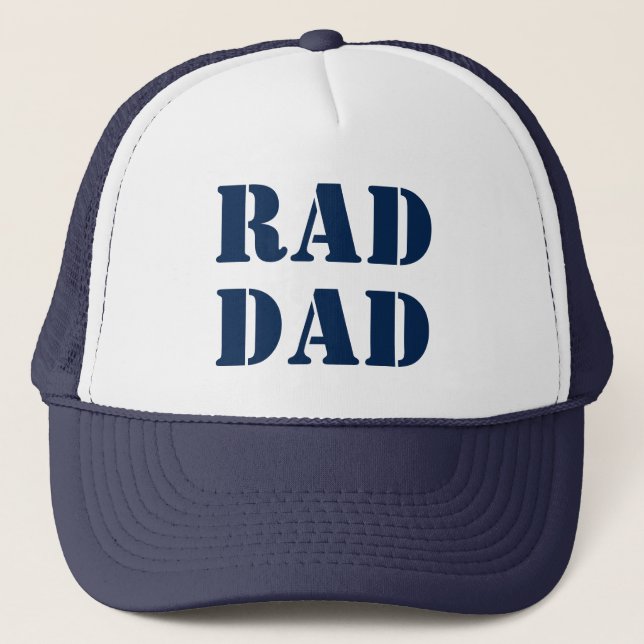 Casquette Rad Papa marine bleu blanc moderne typographie coo (Devant)