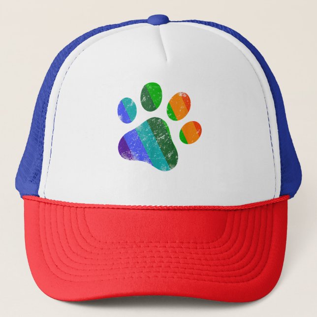 Casquette Rainbow Chien Empreinte de patte LGBT Pride Retro  (Devant)