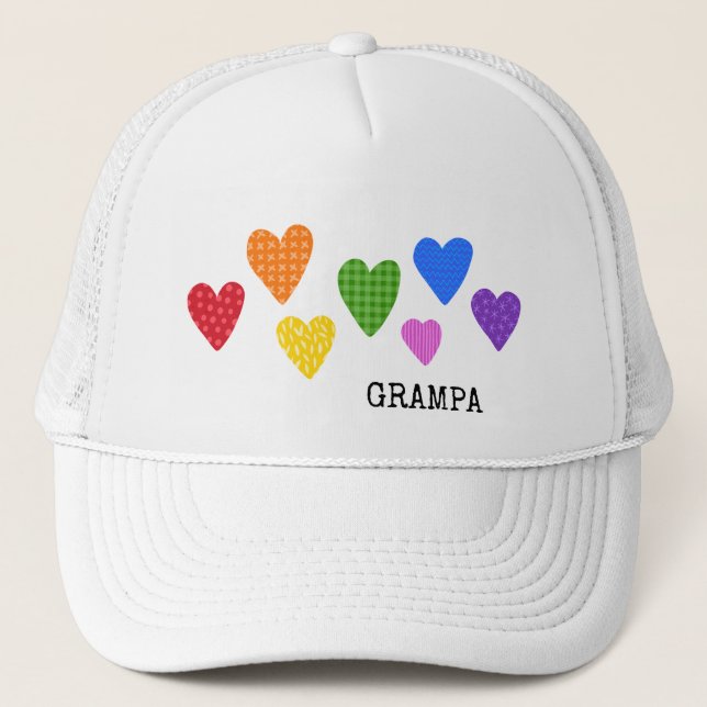 Casquette Rainbow Hearts GRAMPA Colorful Love Joy Fun Kids (Devant)