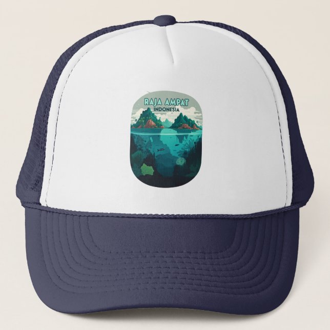 Casquette Raja Ampat Indonésie Sous-marin Scuba Retro (Devant)
