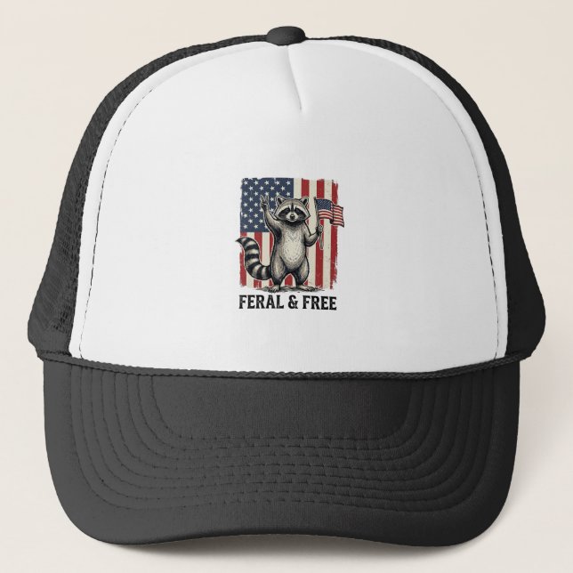 Casquette Raton laveur patriotique sauvage et libre Chemise  (Devant)