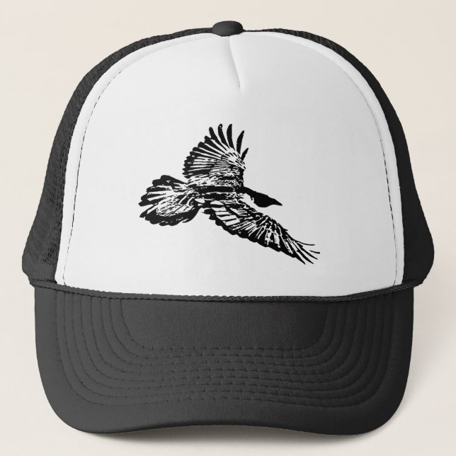 Casquette Raven Black Bird Silhouette Corvid (Devant)