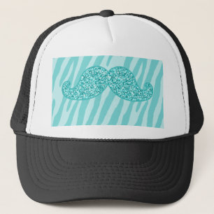 CASQUETTE RAYURES TURQUOISES GIRLY DE ZÈBRE DE MOUSTACHE DE