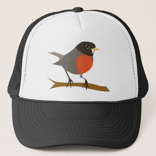Casquette Red Breast Robin sur Branche (Devant)