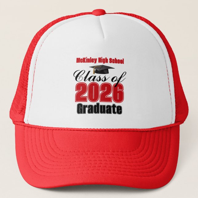 Casquette Red Class of 2026 Graduation Custom (Devant)