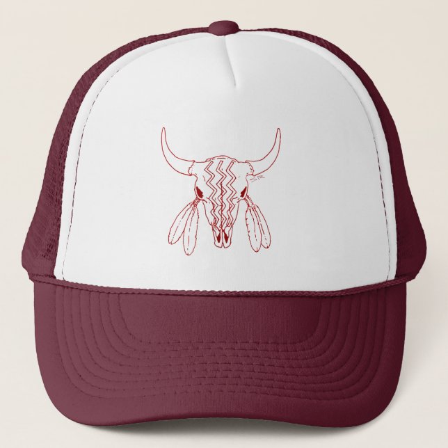Casquette Red Ghost Dance Buffalo white maroon trucker hat (Devant)