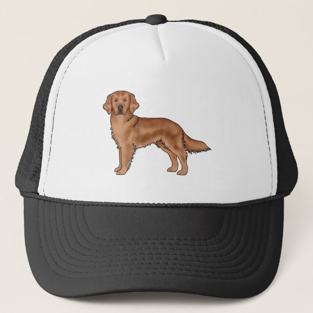 Casquette Red Mahogany Golden Retriever mignon dessin de chi (Devant)