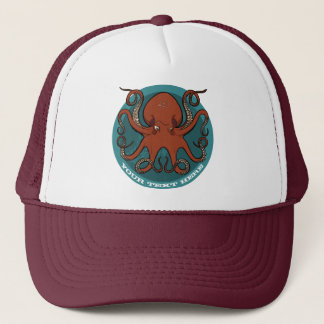 Casquette Red Octopus Add Your Name Sea Monster Cartoon