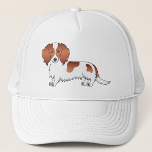 Casquette Red Piebald Long Hair Dachshund Cute Cartoon Dog
