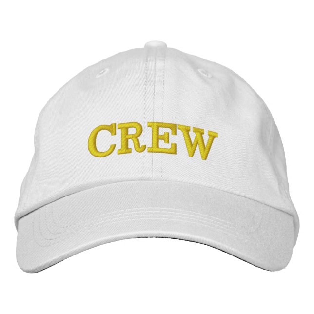 Casquette réglable blanche de base CREW brodée (Devant)