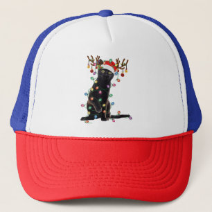 Casquette Reindeer Chat Noir Feux de Noël Drôle Chat Amour