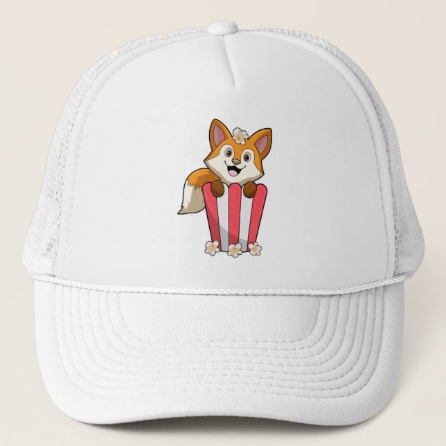 Casquette Renard à manger avec Popcorn (Devant)