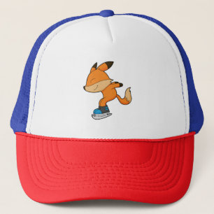 Casquette Renard au patinage sur glace avec patins sur glace