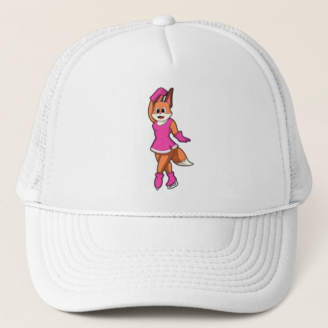 Casquette Renard au patinage sur glace avec patins sur glace (Devant)